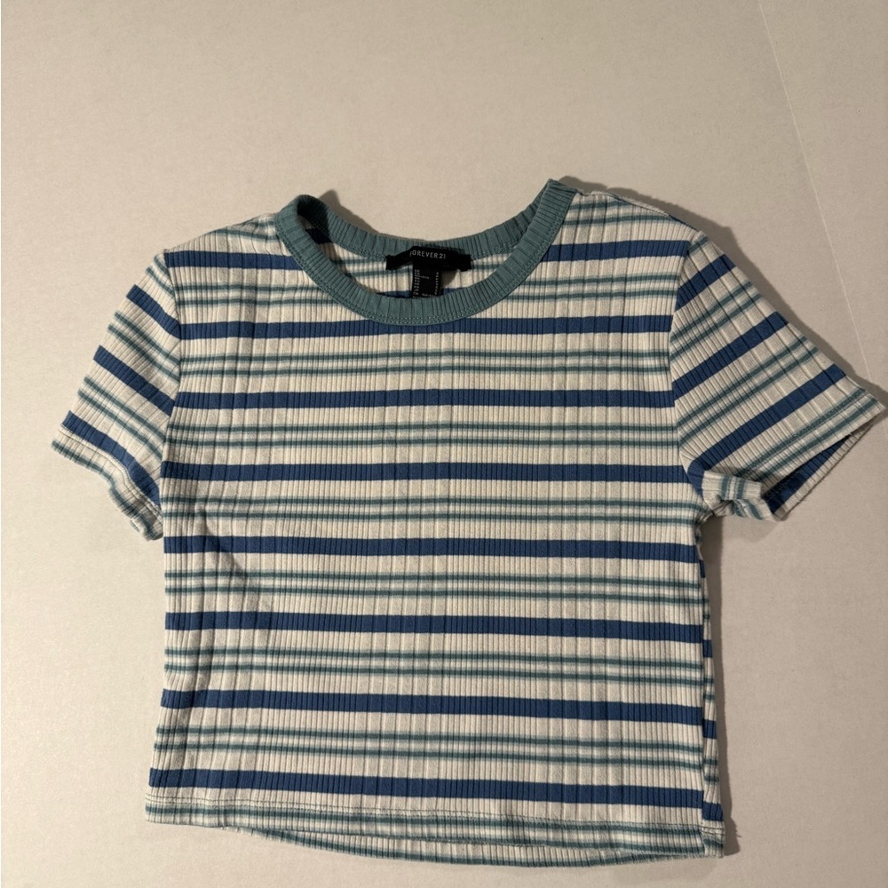 Forever 21 Striped Crop Top + Wild Fable Denim Shorts XS Outfit Set